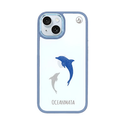 iPhone 15 Case - Dolphin Blue - "Dolphin Twins" - Sustainable