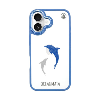 iPhone 16 Case - Dolphin Blue - "Dolphin Twins" - Sustainable