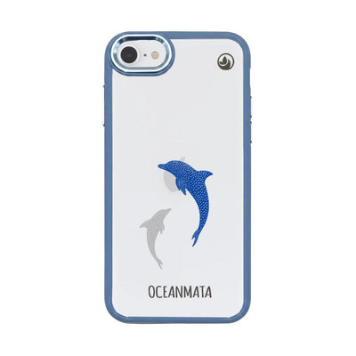 iPhone SE/7/8 hoesje - Dolfijnblauw - "Dolphin Twins" - Duurzaam