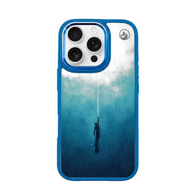 iPhone 16 pro hoesje - Freedive blauw - "Freedive" - ​​​​duurzaam