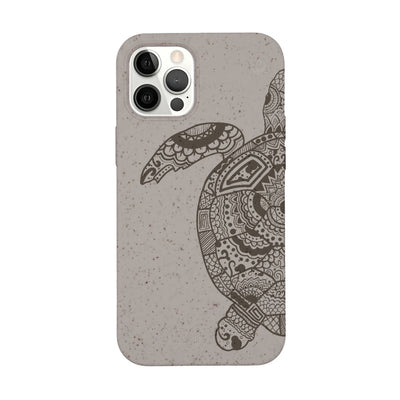 iPhone 12 pro Hülle - beige - "GREEN TURTLE" - nachhaltig