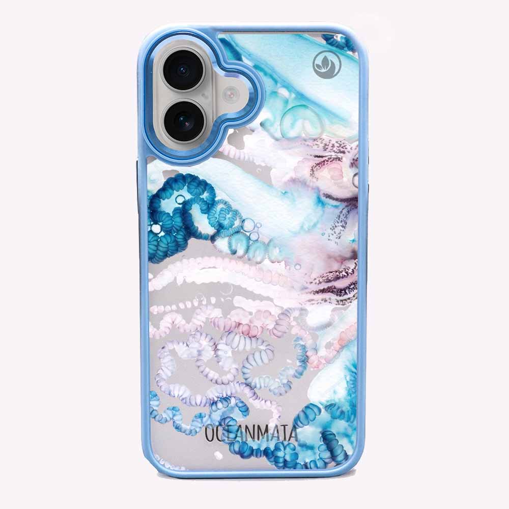 iPhone 16 Hülle - Qualle blau - "Men o' War" - nachhaltig