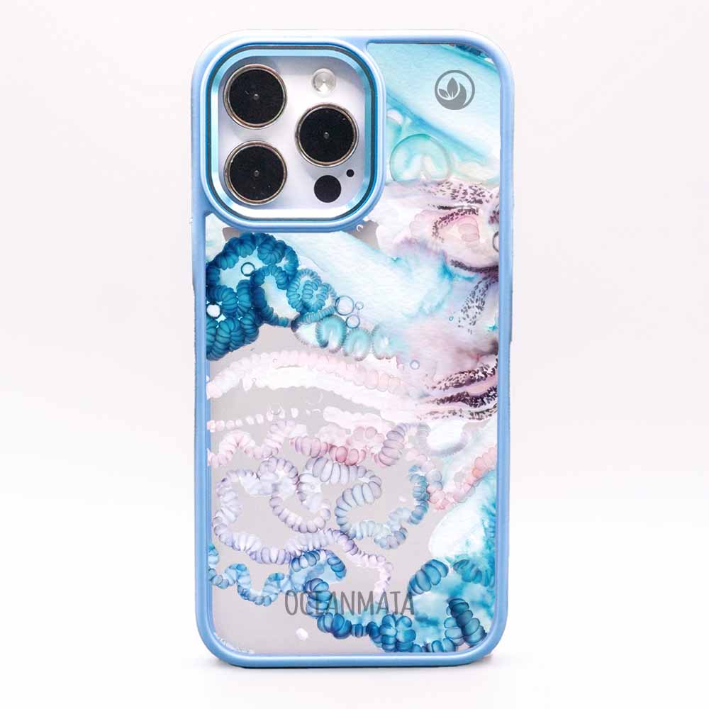 iPhone 13 pro max Hülle - Qualle blau - "Men o' War" - nachhaltig