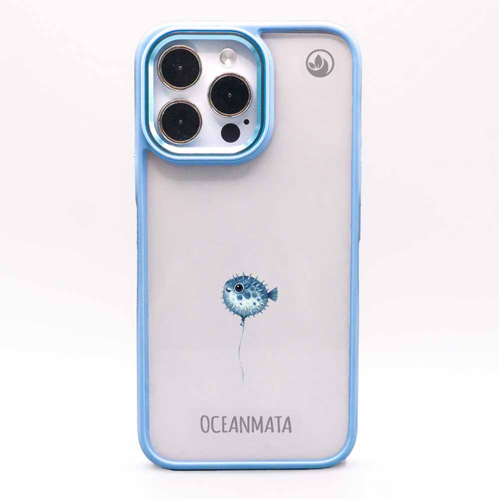 iPhone 13 pro Hülle - kugelfisch blau - "Pufferfish" - nachhaltig