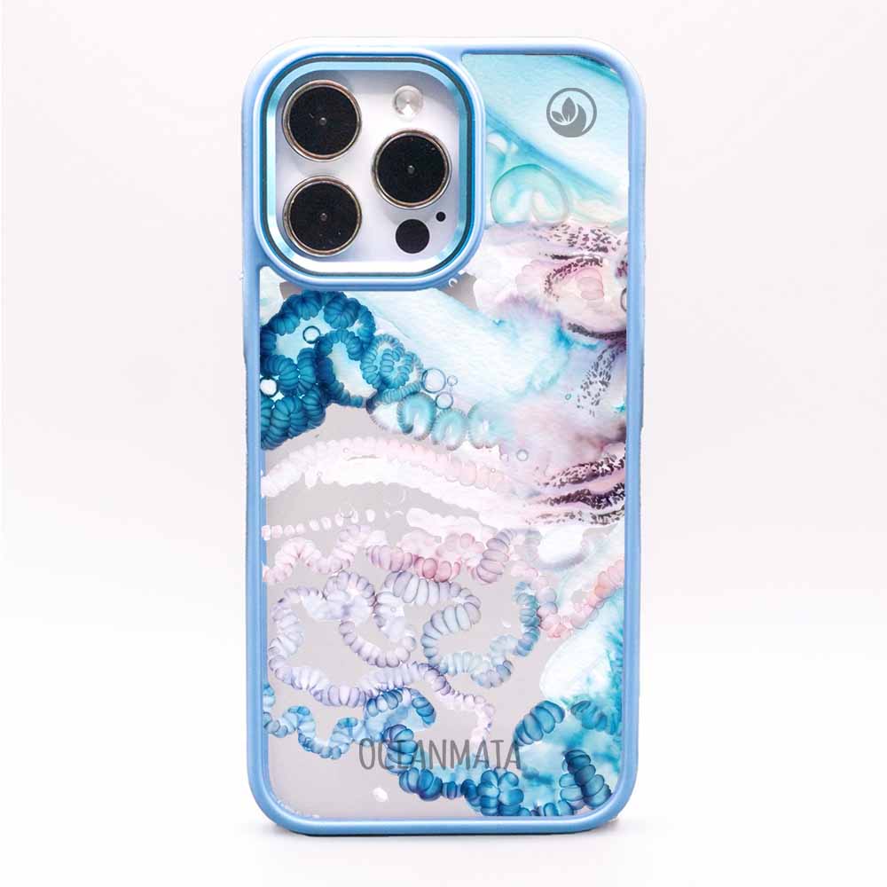 iPhone 13 pro max Hülle - Qualle blau - "Men o' War" - nachhaltig