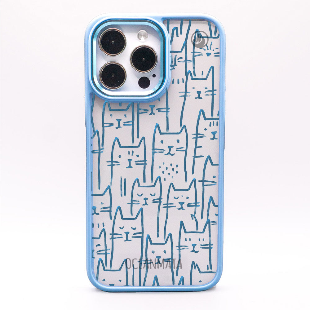 iPhone 12 pro / iPhone 12 Hülle - Katzen blau - "miau" - nachhaltig