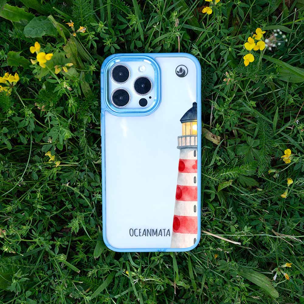 iPhone 14 pro Hülle - Leuchtturm blau - "Lighthouse" - nachhaltig