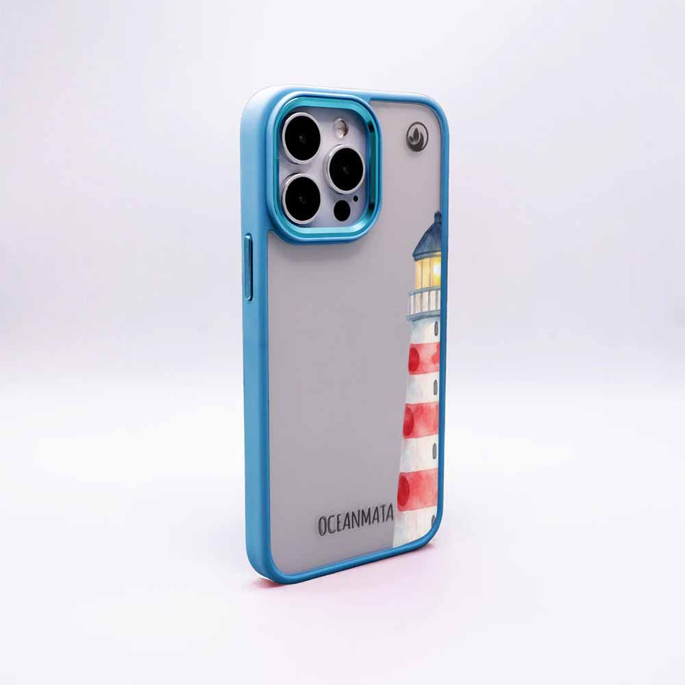 iPhone 14 pro max Hülle - Leuchtturm blau - "Lighthouse" - nachhaltig