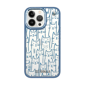 iPhone 13 Pro Max Case - Cats Blue - "Meow" - Sustainable
