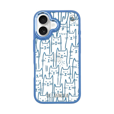 iPhone 16 Hülle - Katzen blau - "miau" - nachhaltig