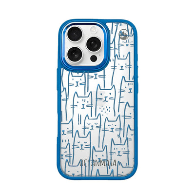 iPhone 16 Pro Case - Cats Blue - "Meow" - Sustainable
