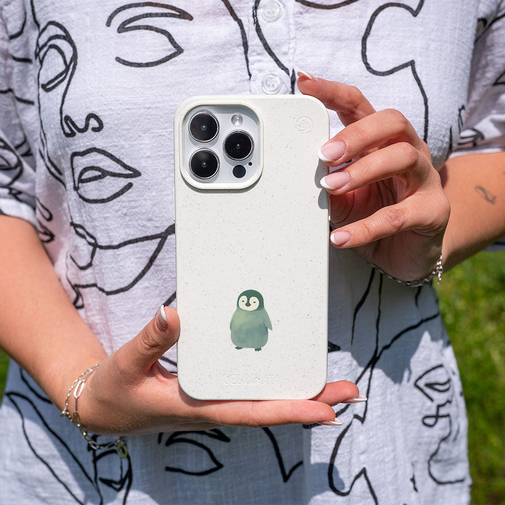 iPhone 14 pro max Hülle - Pinguin weiß - "HappyPinguin" - nachhaltig