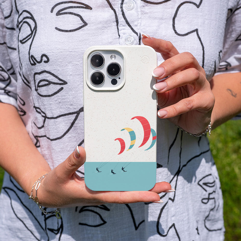 iPhone 15 pro Hülle - Kite weiß - "Kitesurf" - nachhaltig