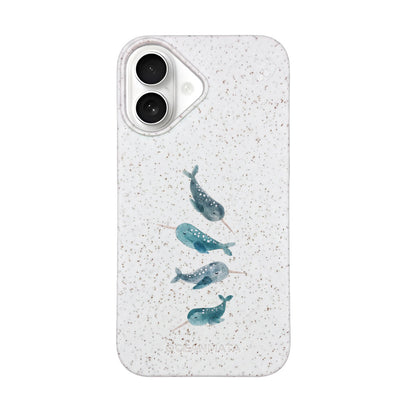 iPhone 16 Hülle - Narwal weiß - "Narwhale" - nachhaltig