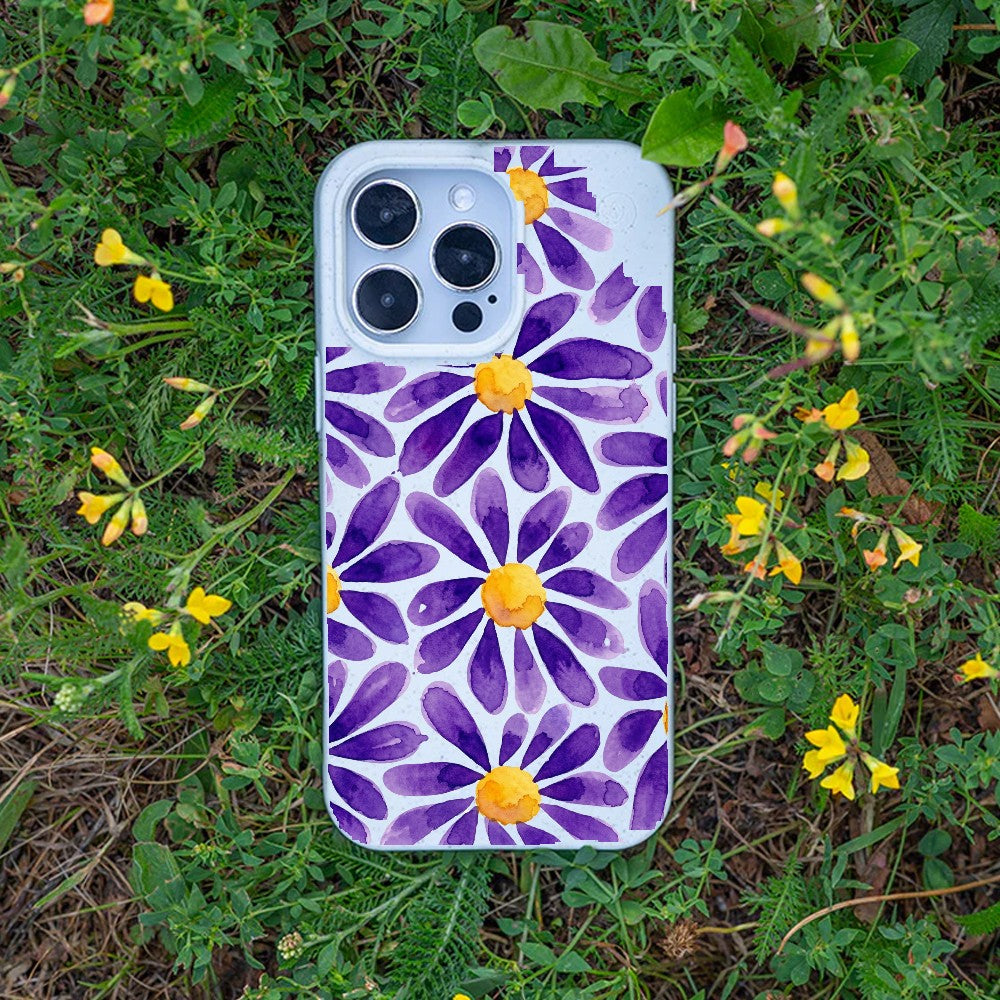 Biologisch abbaubare Handyhülle iPhone 15 pro max Purplebloom — kompostierbar — Bonus