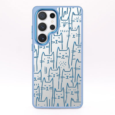Samsung S25+ Case - Cats Blue - "Meow" - Sustainable