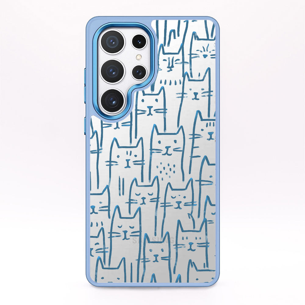 Samsung S25+ Hülle - Katzen blau - "miau" - nachhaltig