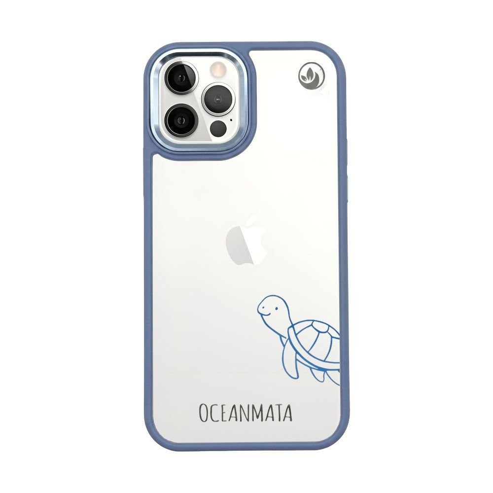 iPhone 12 pro / iPhone 12 hoesje - schildpadblauw - "Schildi" - duurzaam