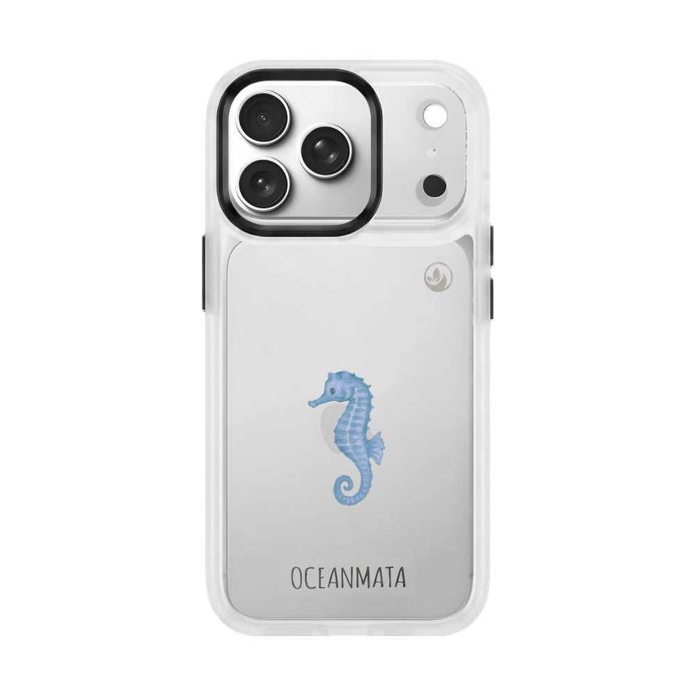 iPhone 17 pro Hülle - Seepferdchen weiß - "SeahorseTale" - nachhaltig