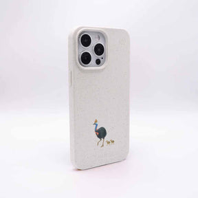 iPhone 12 pro / iPhone 12 Hülle - Cassowary weiß - "CassowaryStroll" - nachhaltig