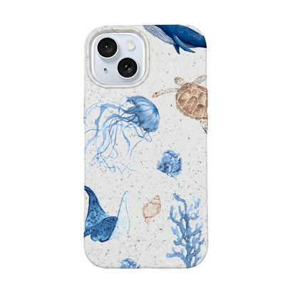 iPhone 15 Hülle - weiß Schildkröte - "Sea Turtle & Friends" - nachhaltig