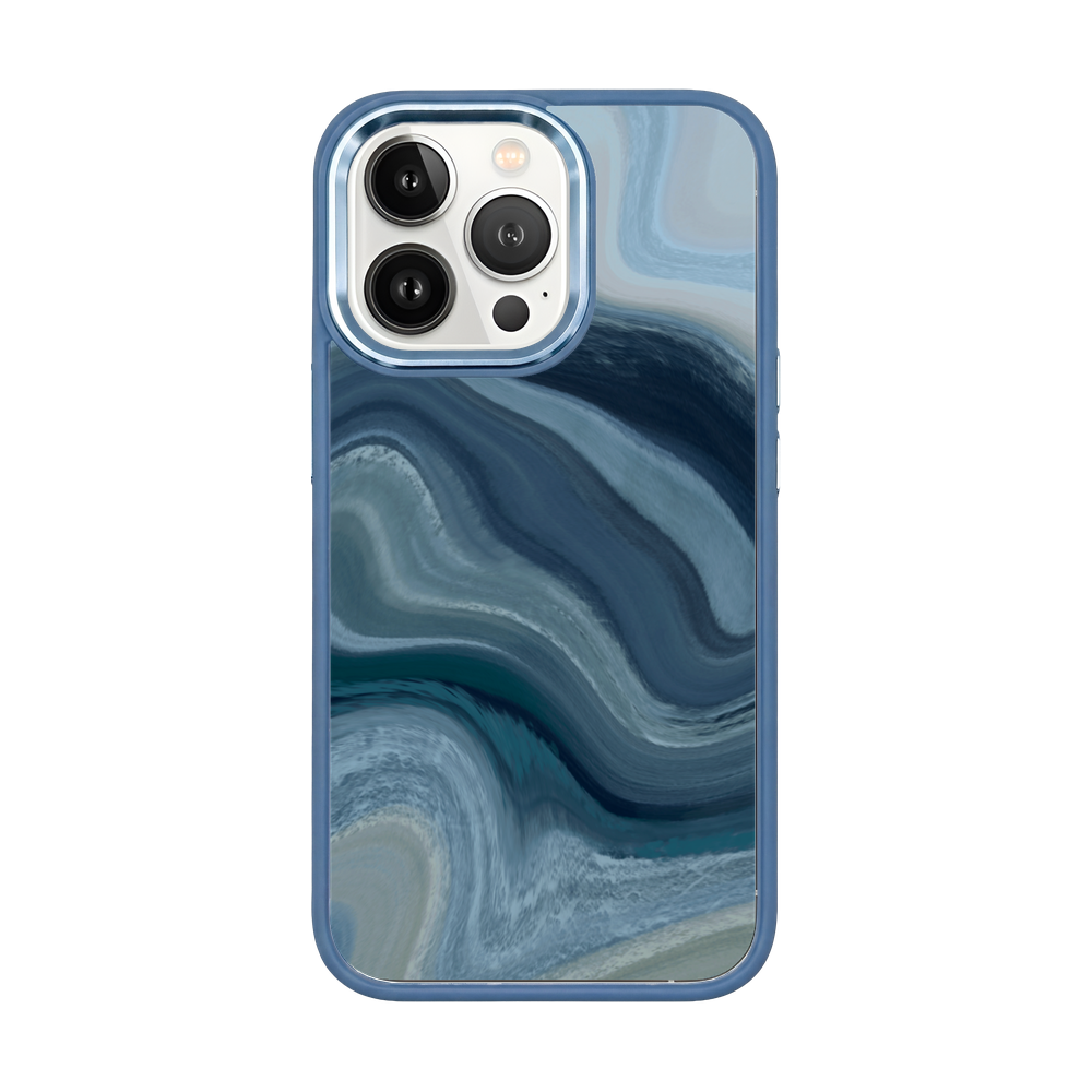 iPhone 13 pro max hoesje - Line Art Ocean - "Waves of Balance" - duurzaam