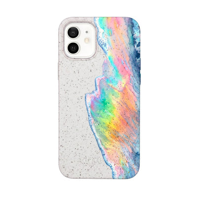 iPhone 12 mini Hülle - Regenbogen Welle weiß - "WaveOfPride" - nachhaltig