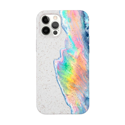 iPhone 12 pro / iPhone 12 Hülle - Regenbogen Welle weiß - "WaveOfPride" - nachhaltig