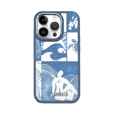 iPhone 14 pro hoesje - Line Art Ocean - "Waves of Balance" - duurzaam