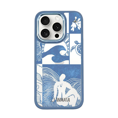 iPhone 15 pro max case - Line Art Ocean - "Waves of Balance" - sustainable