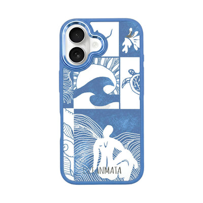 iPhone 16 hoesje - Line Art Ocean - "Waves of Balance" - duurzaam