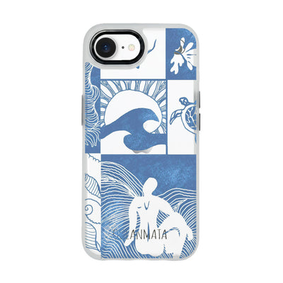 iPhone 16e hoesje - Line Art Ocean - "Waves of Balance" - duurzaam