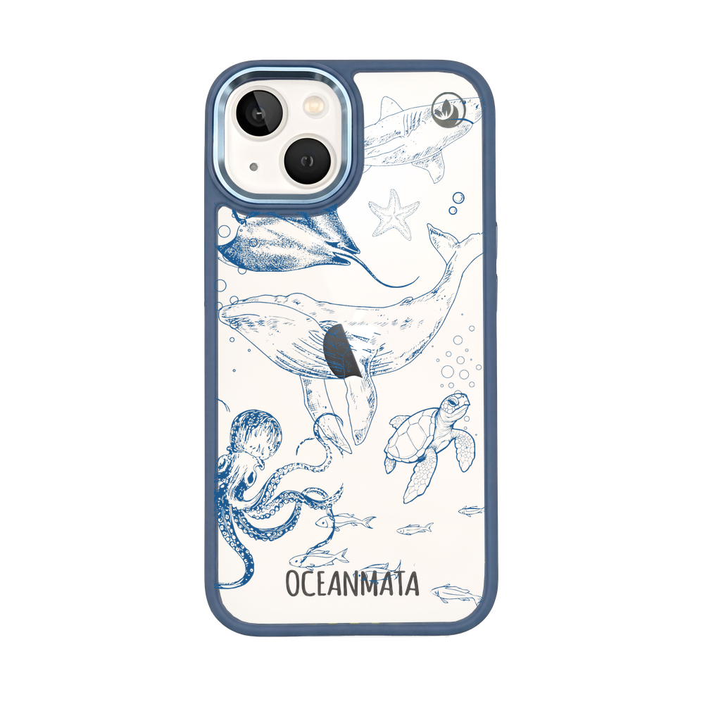 iPhone 13 hoesje - Walvisblauw - "WhaleLife" - Duurzaam 