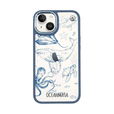 iPhone 14 hoesje - Walvisblauw - "WhaleLife" - Duurzaam 