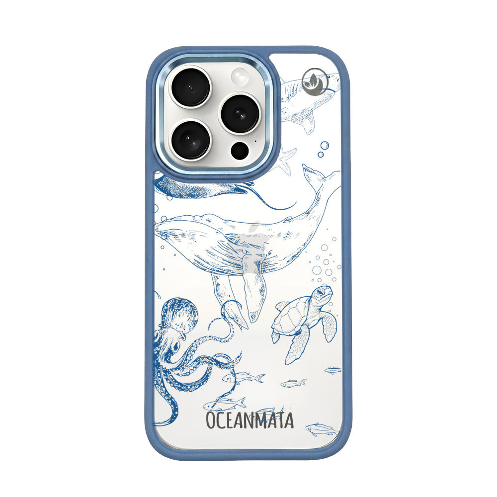 iPhone 15 pro max hoesje - walvisblauw - "WhaleLife" - duurzaam 