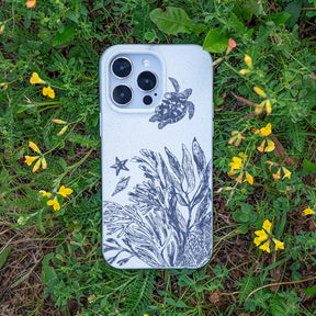 Biologisch abbaubare Handyhülle iPhone 13 Whitesilentwaves — kompostierbar — Bonus