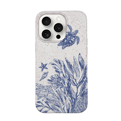 iPhone 15 pro Hülle - Schildkröten weiß - "White Silent Waves" - nachhaltig