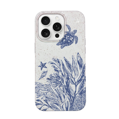 iPhone 16 pro max Hülle - Schildkröten weiß - "White Silent Waves" - nachhaltig