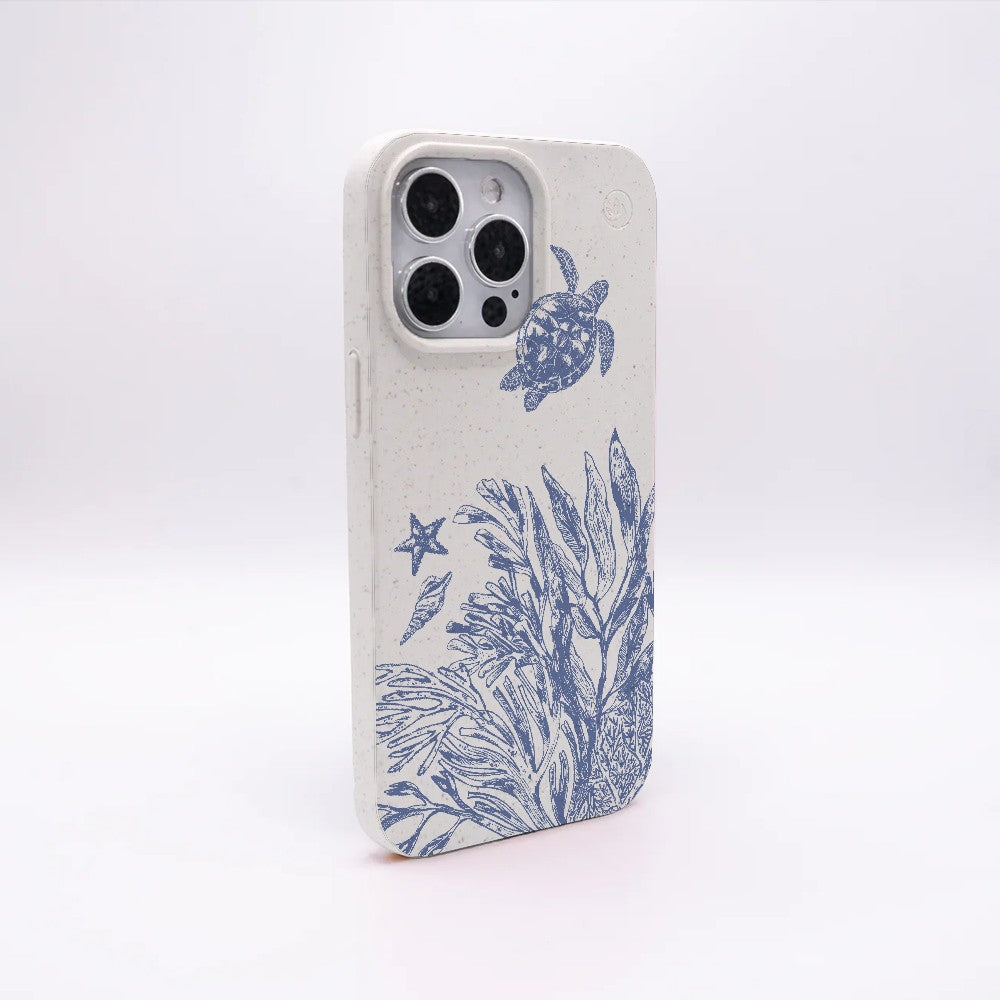 Biologisch abbaubare Handyhülle iPhone 18 Pro / 17 Pro Whitesilentwaves — kompostierbar — Rückseite