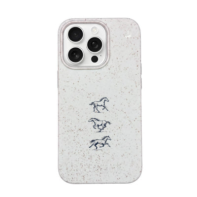 iPhone 16 pro Hülle - Pferd weiß - "wild" - nachhaltig
